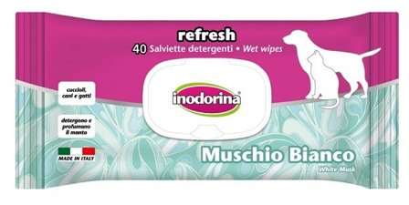 Salviette Detergenti Inodorina Muschio Bianco per Cani e Gatti 40