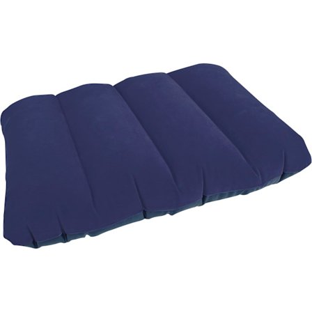 Oppblåsbar pute / Camping- og reisepute / Vanntett flocket overflate / Lett å blåse opp og tømme, blå