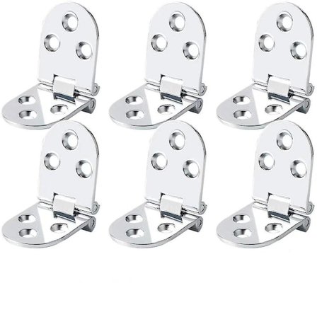 6 stk. flade foldeskabslågehængsler, symaskinebord; zinklegering foldeklaphængsel, klap top hængsel med skruer, sølv 80*30mm