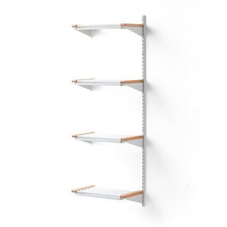 Skoreol JEPPE, 4 hylder, påbygningssektion, hvid/birk, 1790x600x300 mm