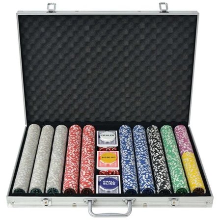 vidaXL Pokerset med 1000 laser-marker aluminium