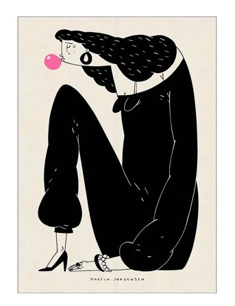 Poster & Frame Martin Jørgensen - Gum Woman - Black - 50X70CM