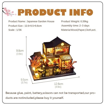 Cutebee DIY Dollhouse 1/36 skala miniatyr dockskåp Japansk trädgårdsbyggsats Leksaker för barn Födelsedagspresenter