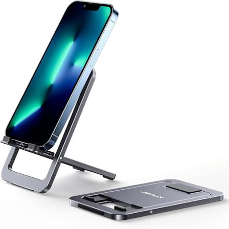 Mobiltelefonholder, Foldbar Aluminium Justerbar Rejse Telefonholder til Skrivebord, Kompatibel med iPhone 15 14 13 12 11 Pro Max X Xr Samsung S22 S21 