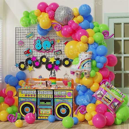 1 set 4d radioballonger tillbaka till 80-talets 90-tals tema ballonggirlang båge kit disco retro hip hop fotorekvisita karneval festdekorationer