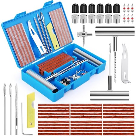 58-delt dekkreparasjonssett Bil dekkreparasjonsverktøy Dekkpluggsett Bilpunkteringsreparasjonssett for biler Motorsykler Traktorer ATV-er Lastebiler 