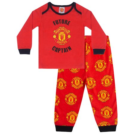 Manchester United FC Baby Pojkar Crest Lång Pyjamas Set 3-6 Månader