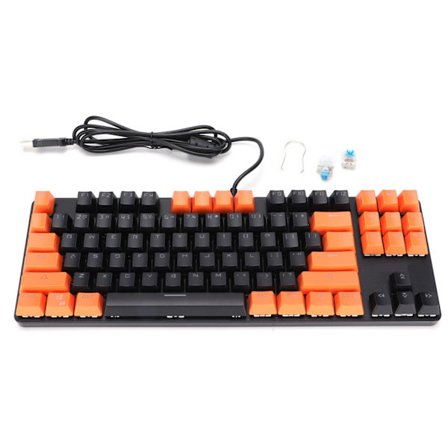 Mekaniskt Gaming Tangentbord 87 Tangenter 9 Bakgrundsbelysningslägen USB Kabelanslutet Bakgrundsbelyst Tangentbord PC Gamers Svart Orange