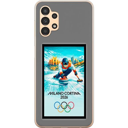 Yhteensopiva Puhelinkuori Samsung Galaxy A13 Jääkiekkoilukuva, jossa pelaajat liikkuvat jäällä, Milano Cortina 2026, Milanin maamerkit ja olympialaist