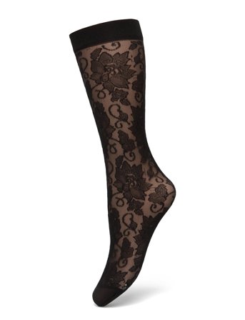 Lily Lace Socks - Black Designers Socks Regular Socks Black Swedish Stockings