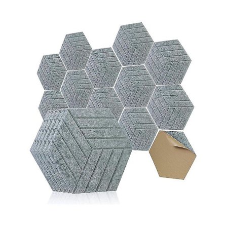 Lydabsorberende paneler Hexagon selvklæbende, 12 stk. akustiske paneler, lyddæmpende paneler til studie af