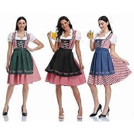 Oktoberfest Ølpige Kostume til Kvinder Bayersk Traditionel Dirndl Kjole Cosplay Fancy Dress (XXL Sort)
