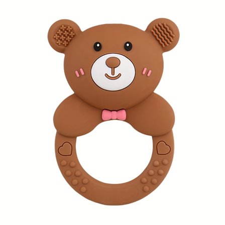 En tegneseriebjørn bidering designet til børn for at forhindre tommelfingersugning, med en rangle, der er sikker at tygge på. Den er fleksibel, Du[D]