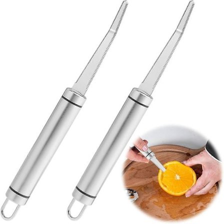 2-pak Grapefrugtkniv i rustfrit stål, buet grapefrugtskræller med takket kant, frugtskræller buet skæreværktøj til kiwi, mango,