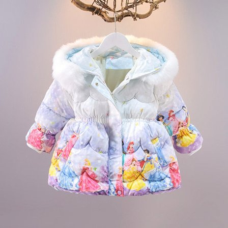 Vinterkläder för tjejer Aisha Disney Princess Vadderad jacka i bomull blue 110cm