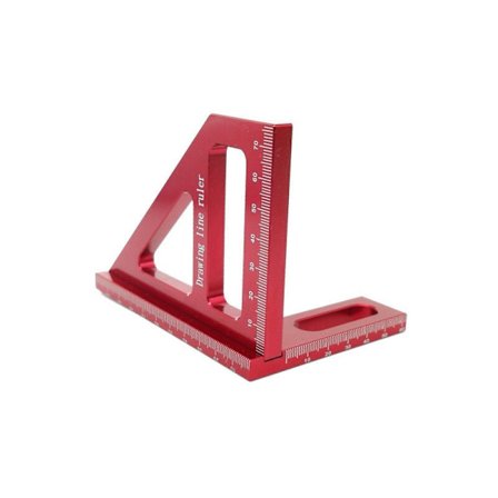 Träbearbetning Vinkelmall Aluminiumlegering Fas Triangel Linjal Hög Precision Layout Mätverktyg Ingenjör Snickare Röd