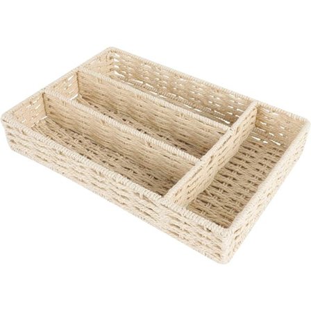 Køkkenredskabsskuffe arrangør med skillevægge Rattan bestik kurv bestik bestik arrangør bakke