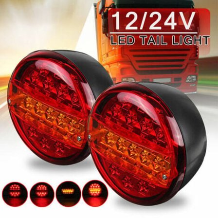 PCS 12V/24V 25LED Hamburger Bakre Svans Stopp Indikator Rund Ljus Trailer Lastbil Husvagn Van Buss