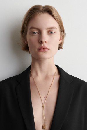 COS Women's Rectangular Chain Pendant Necklace in Gold-coloured