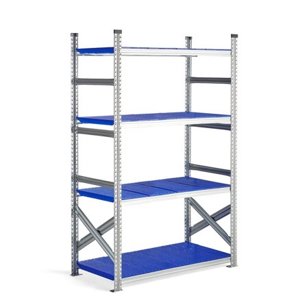 Galvanised food shelving TRANSFORM, basic unit, 1972x1200x600 mm, blue