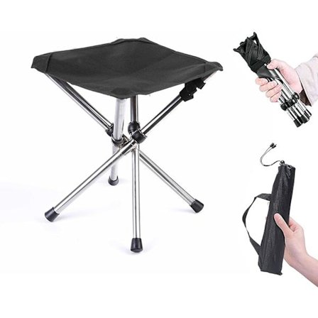 Bærbar Campingstol, Sammenklappelig Campingstol, Sammenklappelig Campingstol, Mini Bærbar Sammenklappelig Stol, Lille Aluminium Campingstol til Rejser