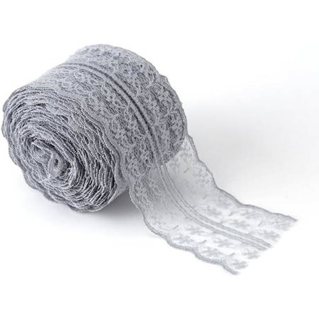 Spetsband i spets, spetsband för DIY-hantverk, klädtillbehör, 10 m, grå