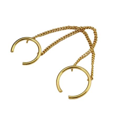 Dubbel Fingerkedjering Stapelbar Justerbar Unisex Två Lager Kedja Öppningsring Smycken Gåvor Golden