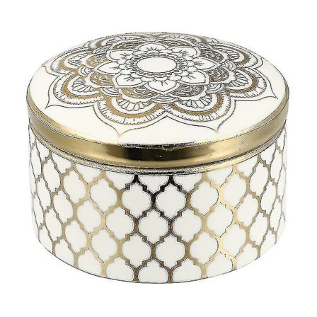 Keramisk smykkeskrin, luksuriøs smykkeorganisator, oppbevaringsboks for små gjenstander, rund boks