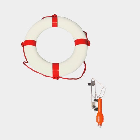 Bouée de sauvetage & lampe de détresse Talamex Ø58/40 cm + support pour bouée de sauvetage & lampe de détresse