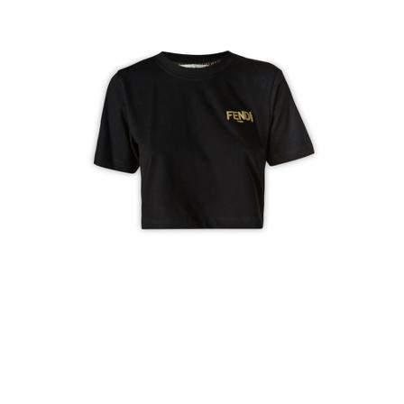 Fendi, T-Shirts Zwart, Dames, Maat:M