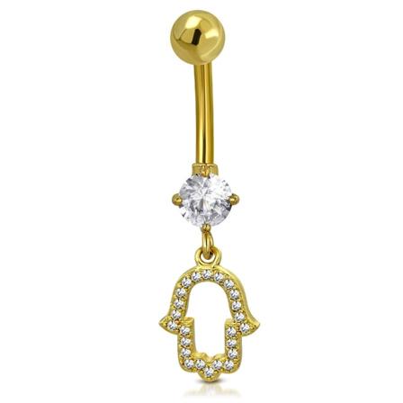 Navelpiercing 316L Kirurgiskt stål Fatimas Hand Klar CZ