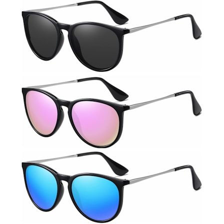 Solbriller Dame Herre Vintage Polariserte Retro Solbriller Dame Solbriller Runde Klassisk UV-beskyttelse