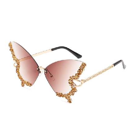 2024 nya gränsöverskridande stora ram diamant fjäril solglasögon retro glasögon damer high-end solglasögon anti-ultraviolett