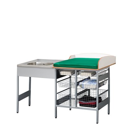 Wickeltisch mit Ablage NEIL, inkl. Waschbecken L/H, 1400x800 mm