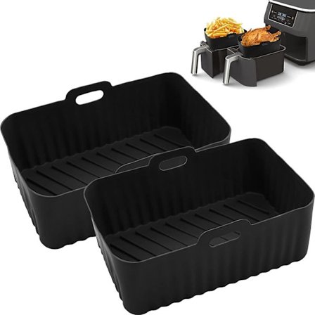 2-pack Silikon Air Fryer-liners för Ninja Dual Air Fryer, Återanvändbara Air Fryer-liners, Air Fryer-tillbehör för Ninja Af300uk Af400uk Mikrovågsugn 