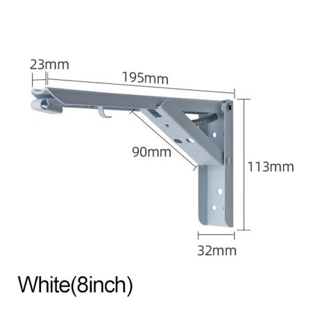 Sammenleggbar hyllebrakett Veggmontert støtte HVIT 8INCH