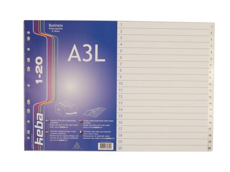 KEBA Plastregister Business LA3 0,18mm PP 1-20 flikar - Lyreco - Kontorsmaterial - Pärmar och register - Plastregister - Tryckta