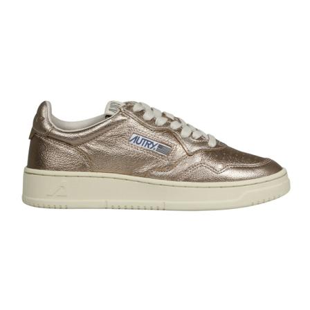 Autry, Medalist Low Sneakers In Laminated Goatskin Geel, Dames, Maat:37 EU