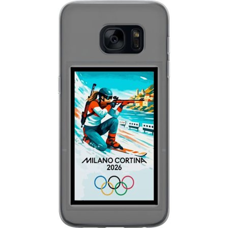Kompatibelt Mobildeksel til Samsung Galaxy S7 Retroplakat Cortina Milano 2026 med fjell, vintersportsutøvere, italienske trikolor, Milano-katedralen o