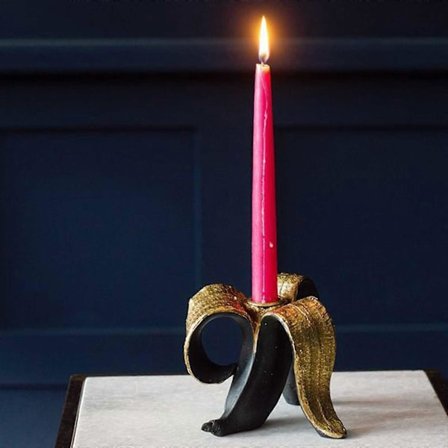 Banan Ljusstake Guld Bananskal Ljusstake Harts Ornament Hem Skrivbordsdekoration Flye242193
