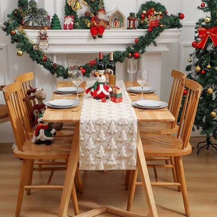 Premium Jule Bordløber – Blød Plys Løber til Indendørs & Udendørs, Julefrokost, Køkken & Spisebord Dekoration_TF_TF