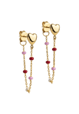 ENAMEL Copenhagen Earrings, Lola Heart Örhängen Dam Guld 30 x 6 mm