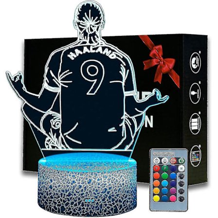 Norge Alf-inge Haaland Fodboldspiller #9 Natlys Til Drenge, 16 Farveskiftende Dæmpbar Med Fjernbetjening Værelse Fodbold Dekoration, skrivebordslampe 