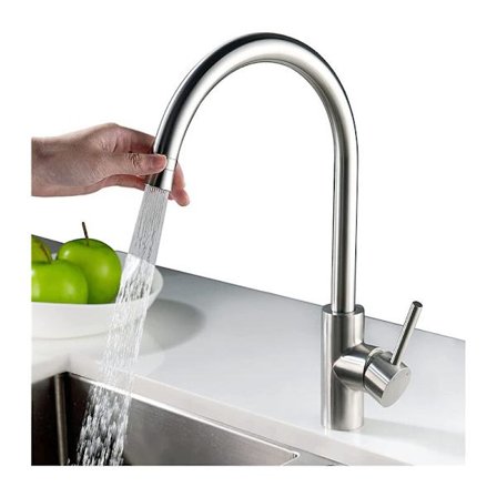 Borstad 2-funktions köksblandare med 360° roterande pip i rostfritt stål 304