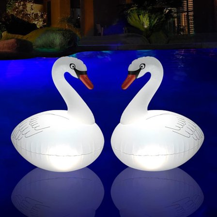 2 st Svan Pool Lights(35,5*48cm), IP68 Vattentät Flytande Pool Ljus, för Simbassäng, Fest
