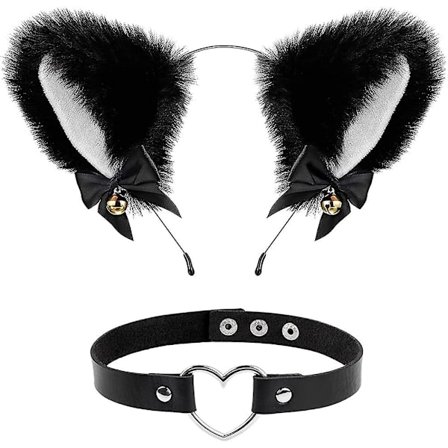 1 stk. Svart Katteører Hårbøyle, Søt Kattehårbøyle, Reve Ører Hårbøyle i Fuskepels