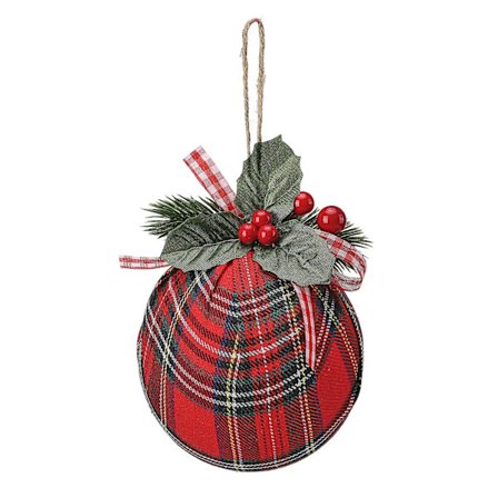 Julekule Skottland Stoffkuler Ferieanheng Kunstig Blomstergave 6/8/10/12/15cm Kunstig Plantedekorasjon(12cm,Rød)