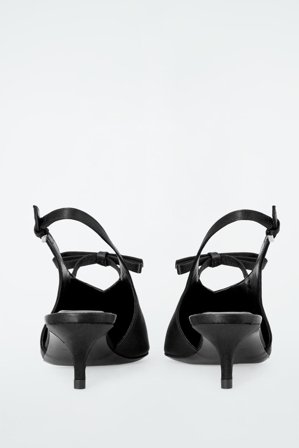 COS Women's Bow Detail Pointed Satin Slingback Pumps in Black