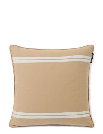 Side Striped Organic Cotton Twill Pillow Cover Home Textiles Cushions & Blankets Cushion Covers Beige Lexington Home