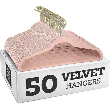 Halksfria sammetshängare - Kostymhängare (10-pack) pink golden hook